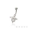316L SURGICAL STEEL MULTI CZ LILLY FLOWER LACE NON DANGLE BELLY BUTTON NAVEL RING 